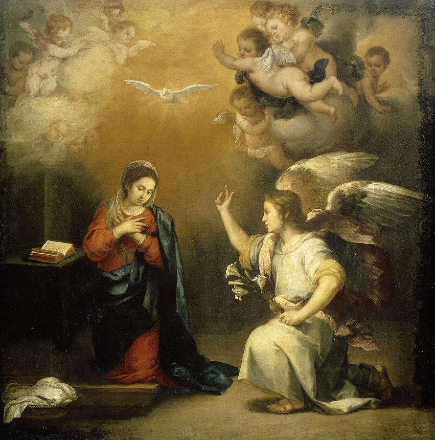Annunciation to the Virgin. #1 Painting by Bartolome Esteban Murillo