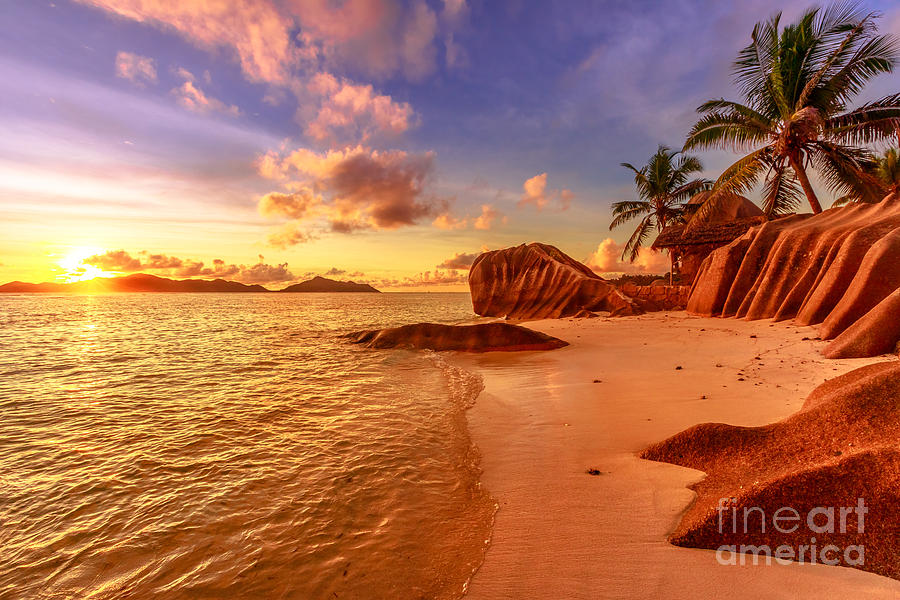 Anse Source dArgent sunset #1 Photograph by Benny Marty