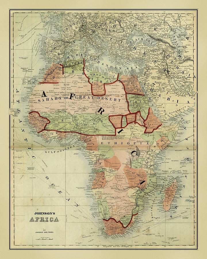 Vintage Painting - Antique Map Of Africa #1 by Johnson