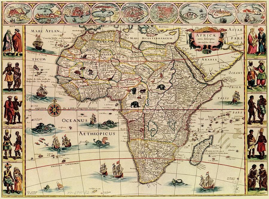 Antique map of Africa #1 Photograph by Steve Estvanik