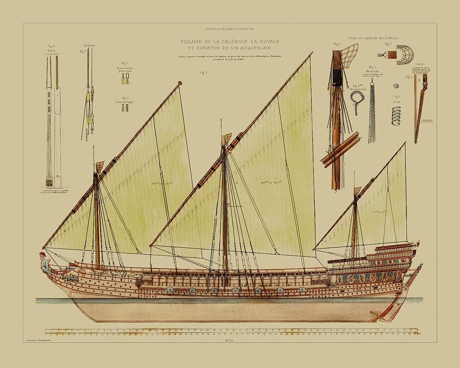 Antique Ship Plan Vi Painting by Vision Studio - Fine Art America