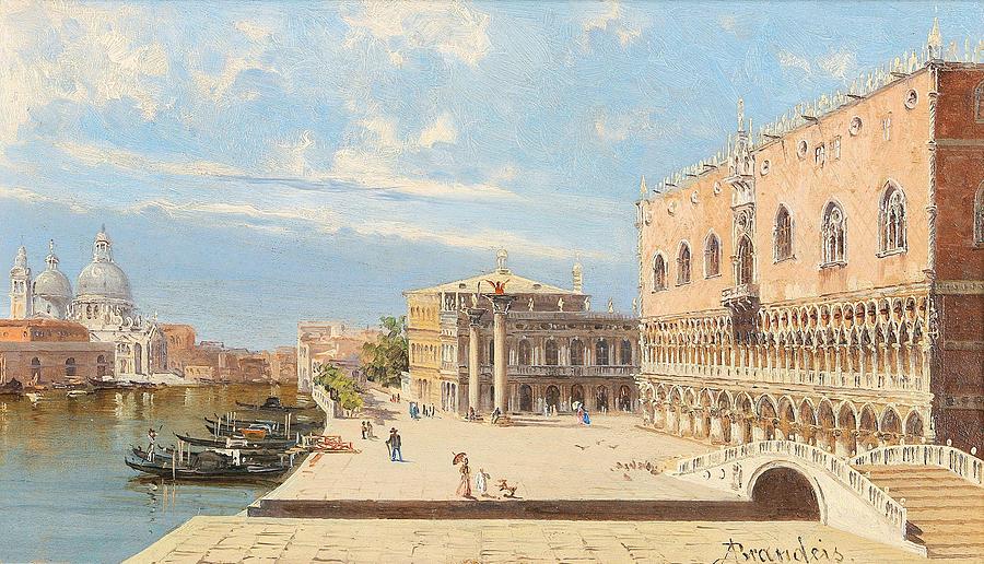 Antonietta Brandeis Myslkovice 1849-1910 Venice  Venedig - Il Palazzo Ducale #1 Painting by Antonietta Brandeis