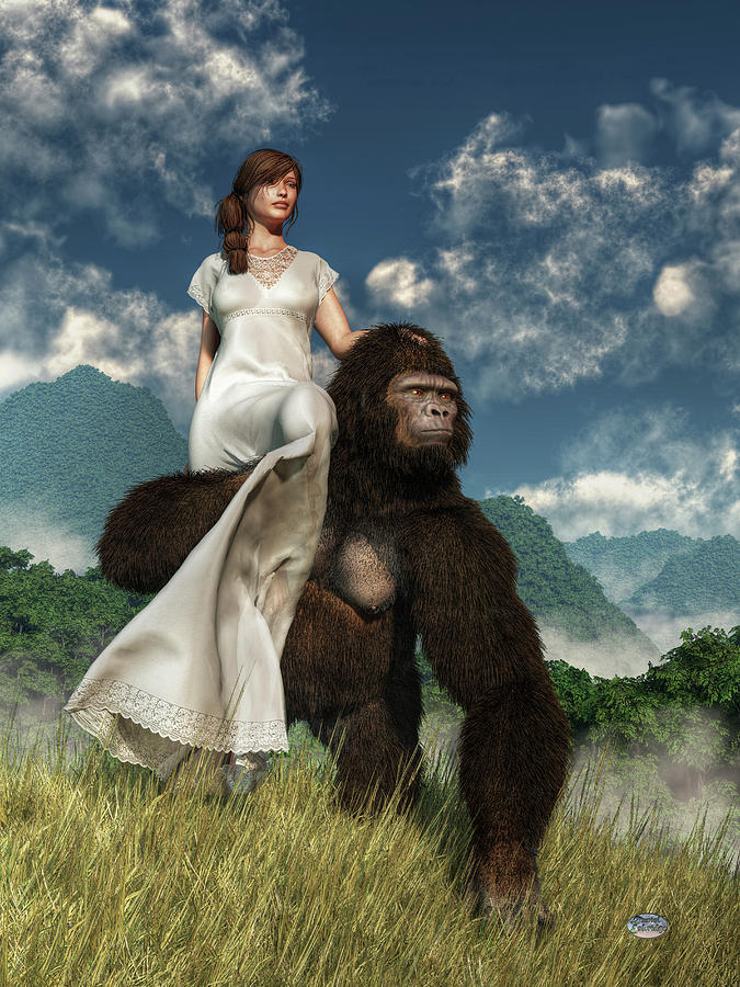 Animals Painting - Ape And Girl by Daniel Eskridge