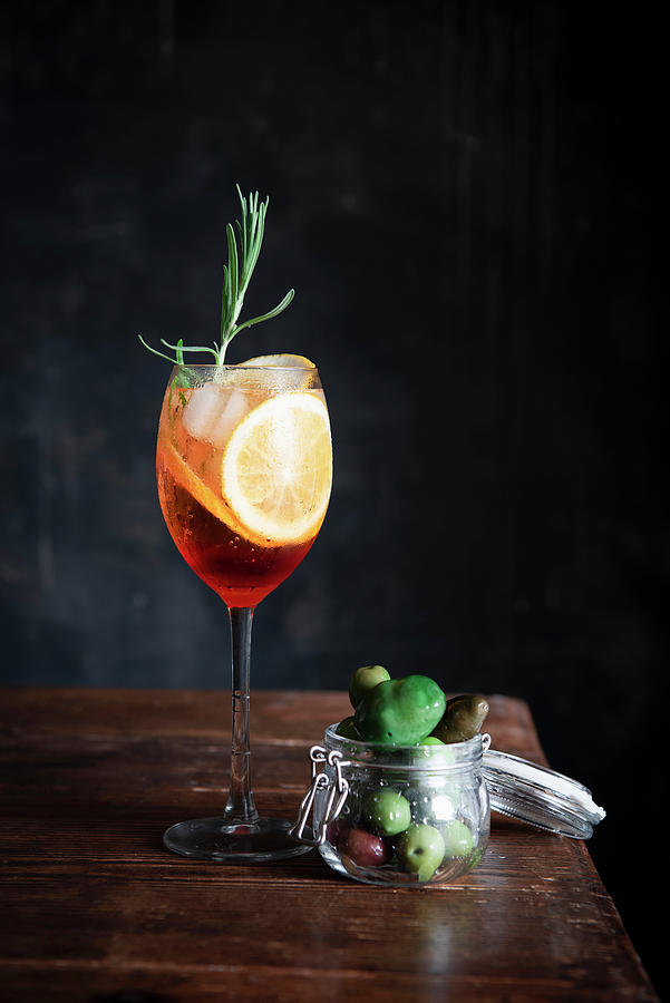 Aperol Spritz With Olives #1 Photograph by Justina Ramanauskiene