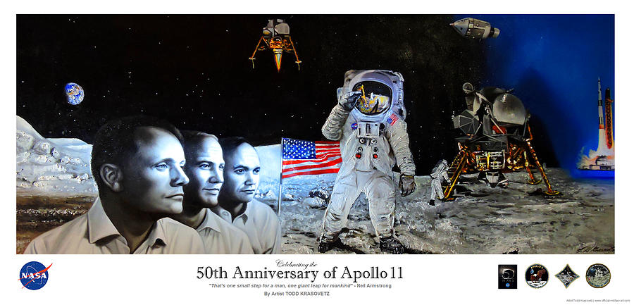 Apollo 11 Collectible - NASA 50th Anniversary Of the Lunar Landing #1 Painting by Todd Krasovetz