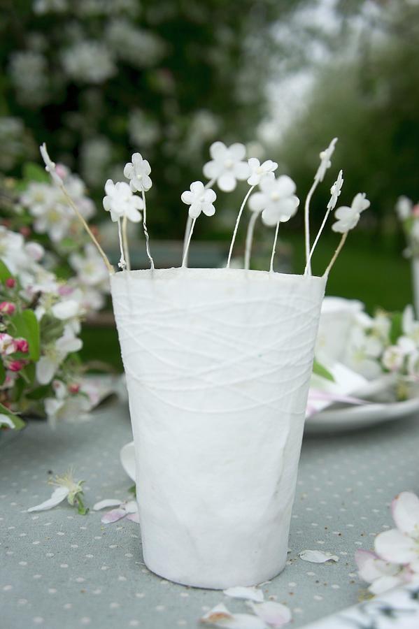 Apple Blossom In Paper Cups #1 Photograph by Martina Schindler