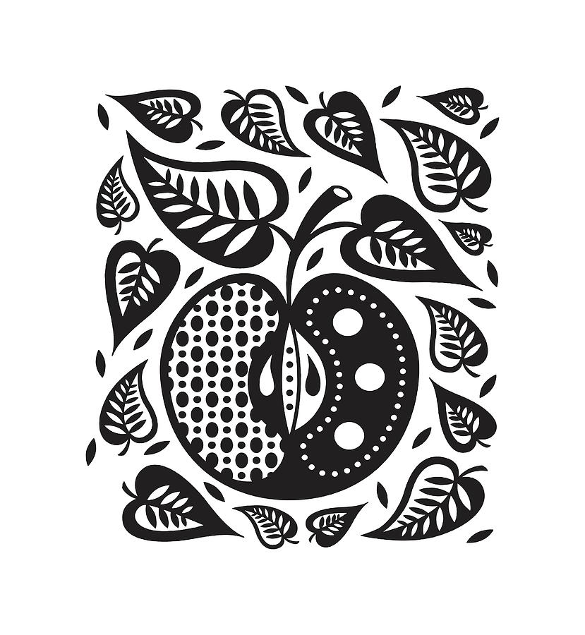 Black And White Drawing - Apple Design #1 by CSA Images