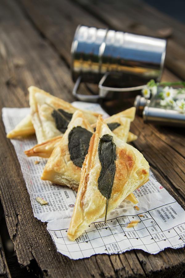 Apple Turnovers With Sage Leaves #1 Photograph by Monika Halmos