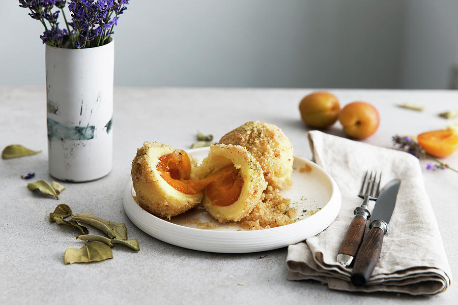 Apricot Dumplings With Buttered Crumbs #1 Photograph by Emmer Flora