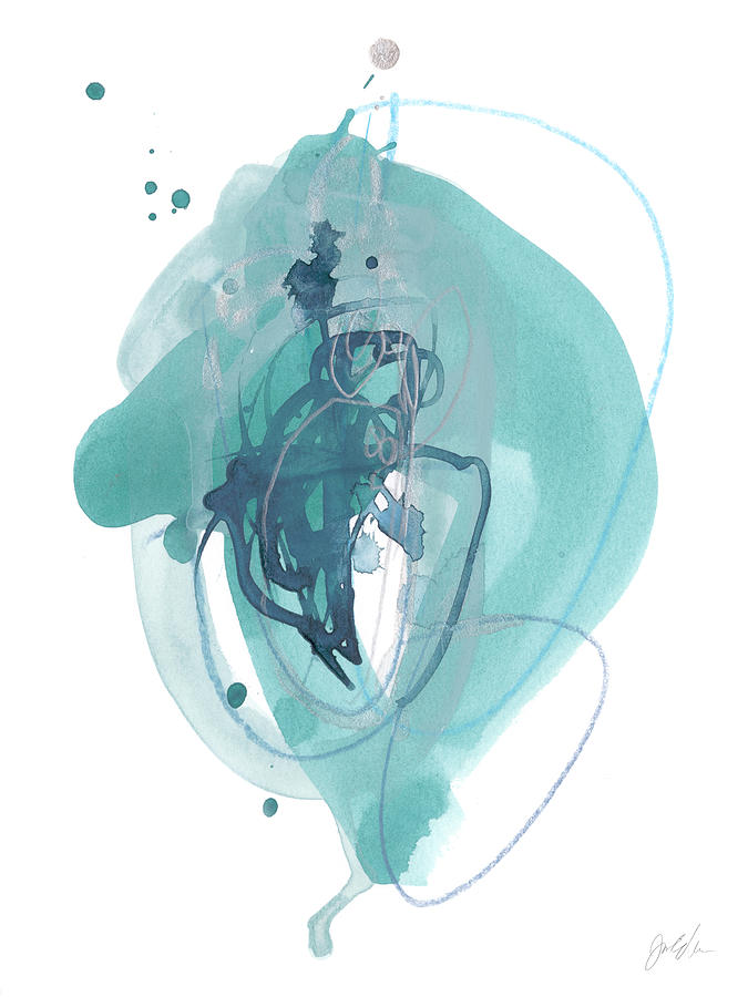 Abstract Painting - Aqua Orbit I #1 by June Erica Vess