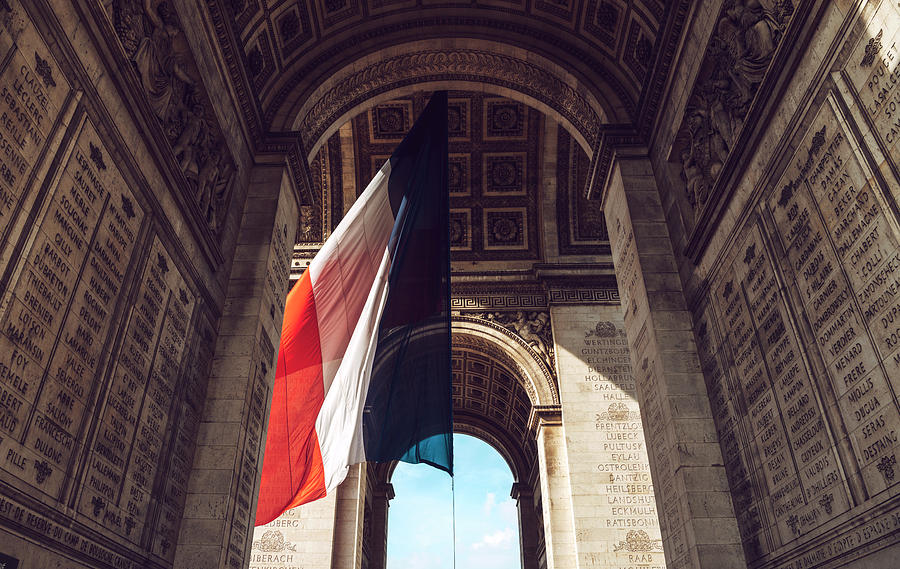 Arch of Triumph and french flag. Paris, France by Eduardo Huelin Arch of Triumph and french flag. Paris, France by Eduardo Huelin