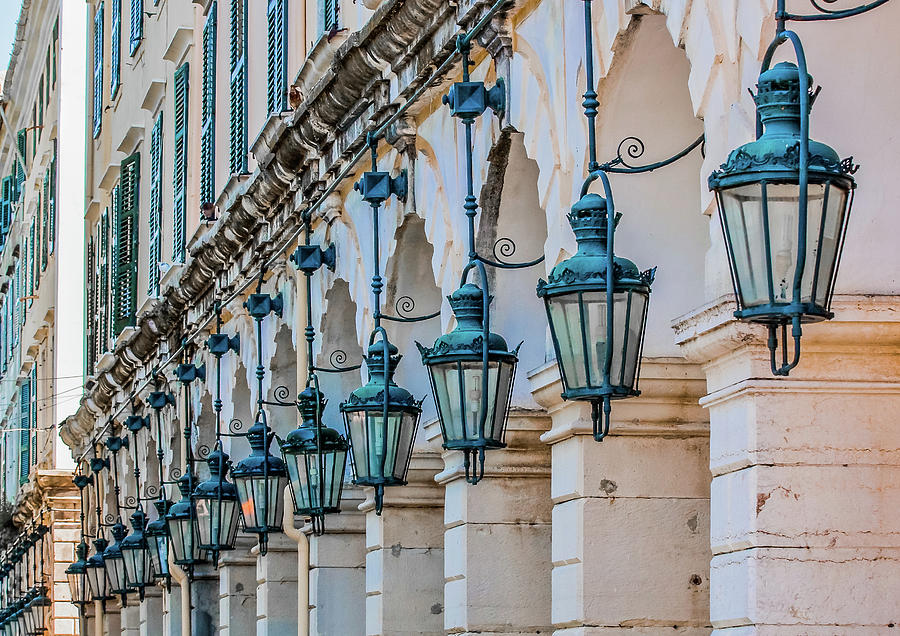 Arches and Lamps in Greece #1 Photograph by Darryl Brooks
