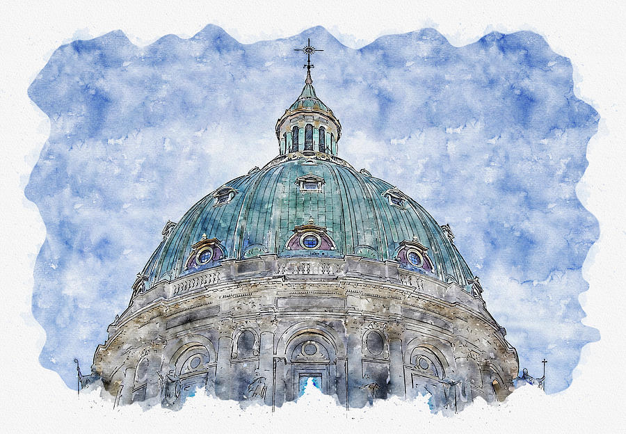 Architecture #watercolor #sketch #architecture #church #1 Digital Art by TintoDesigns