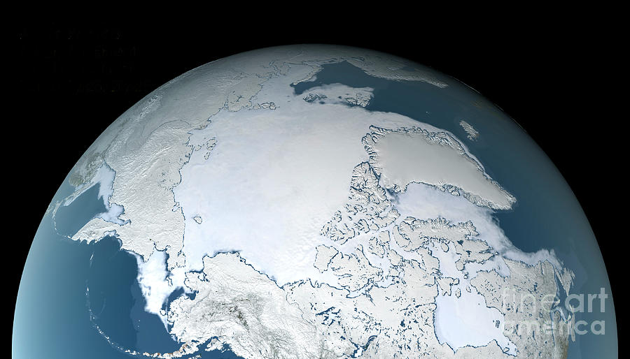 Arctic Sea Ice Maximum Photograph By Nasa's Scientific Visualization ...