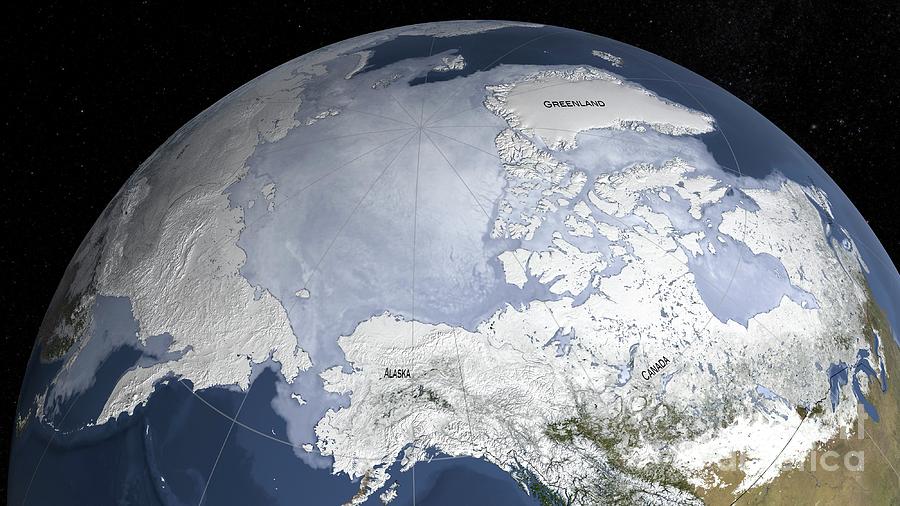 Arctic Sea Ice Maximum #1 Photograph by Nasas Scientific Visualization Studio/science Photo Library