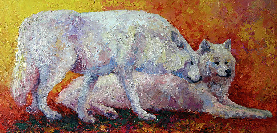 Wolves Painting - Arctic Wolves I #1 by Marion Rose