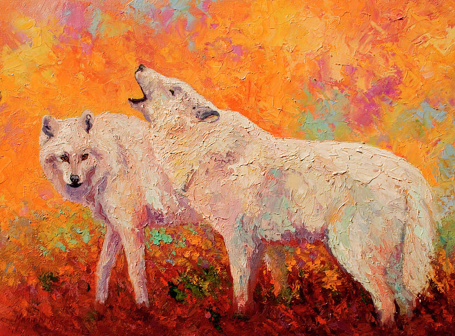 Wolves Painting - Arctic Wolves II #1 by Marion Rose