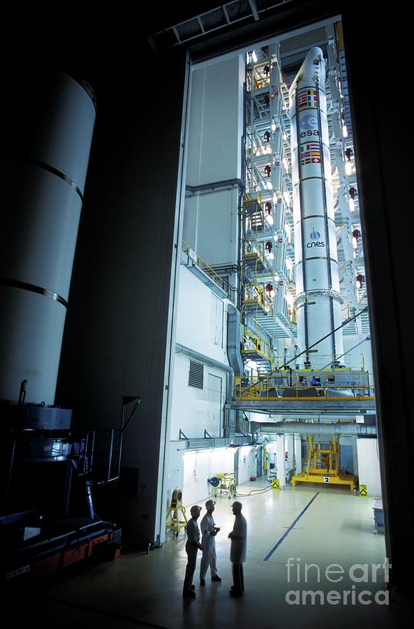 Eap Photograph - Ariane 5 Booster Rocket #1 by Patrick Landmann/science Photo Library