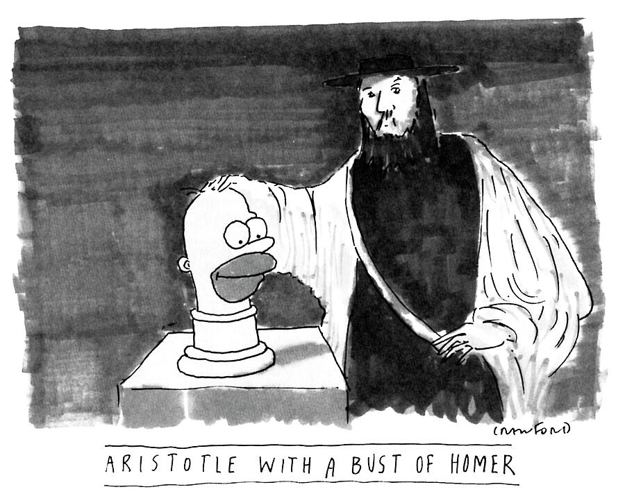 Aristotle With A Bust Of Homer #1 Drawing by Michael Crawford Aristotle With A Bust Of Homer #1 Drawing by Michael Crawford
