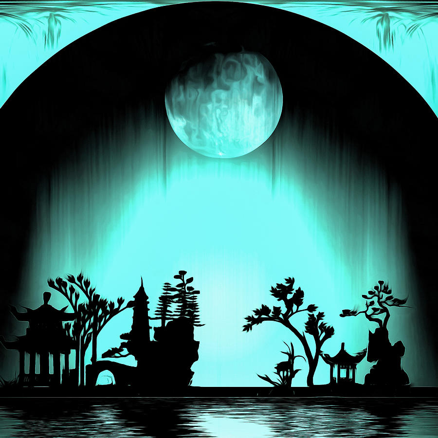 Asia night silhouettes #1 Digital Art by Bruce Rolff