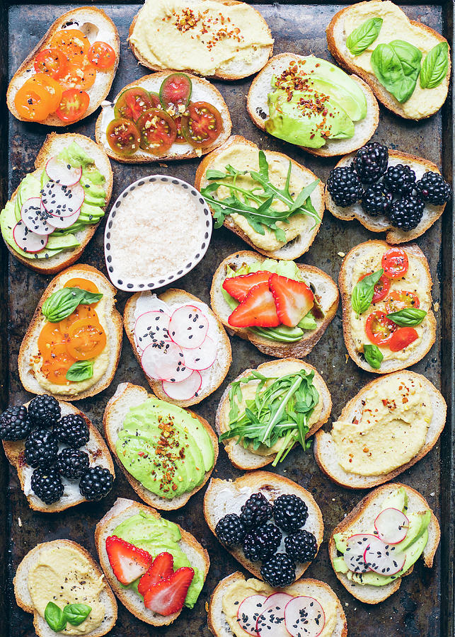 Assortment Of Sweet And Salty Crostinis #1 Photograph by Velsberg