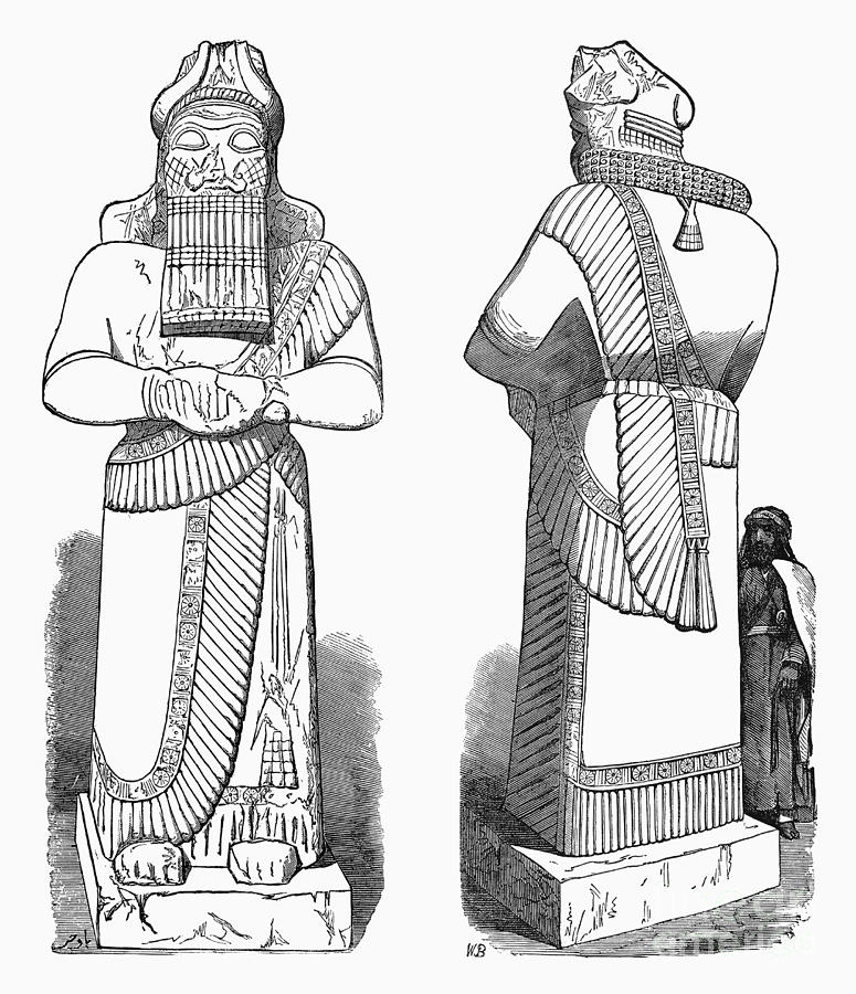 Assyrian Statue #1 Drawing by Granger
