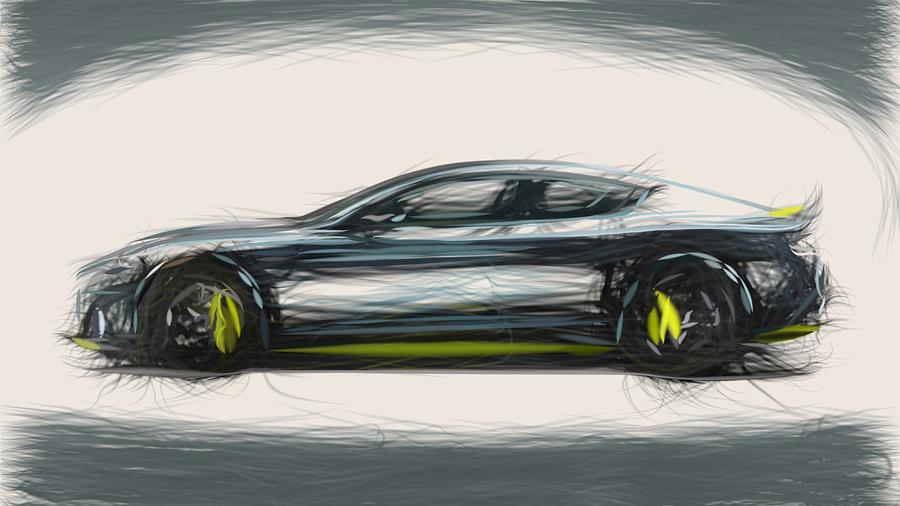 Aston Martin Rapide AMR Drawing #2 Digital Art by CarsToon Concept