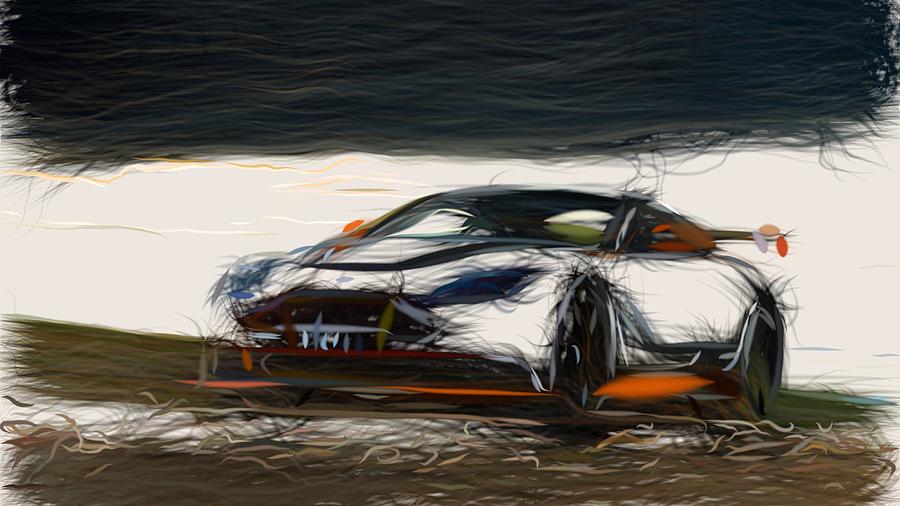 Aston Martin Vantage GT12 Drawing #2 Digital Art by CarsToon Concept