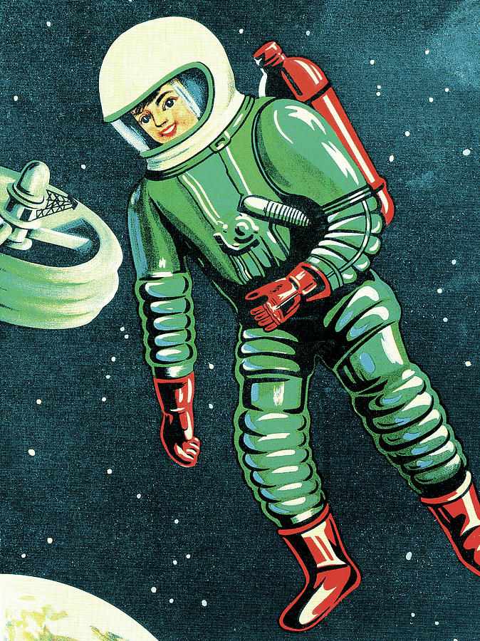 Science Fiction Drawing - Astronaut in Outer Space #1 by CSA Images