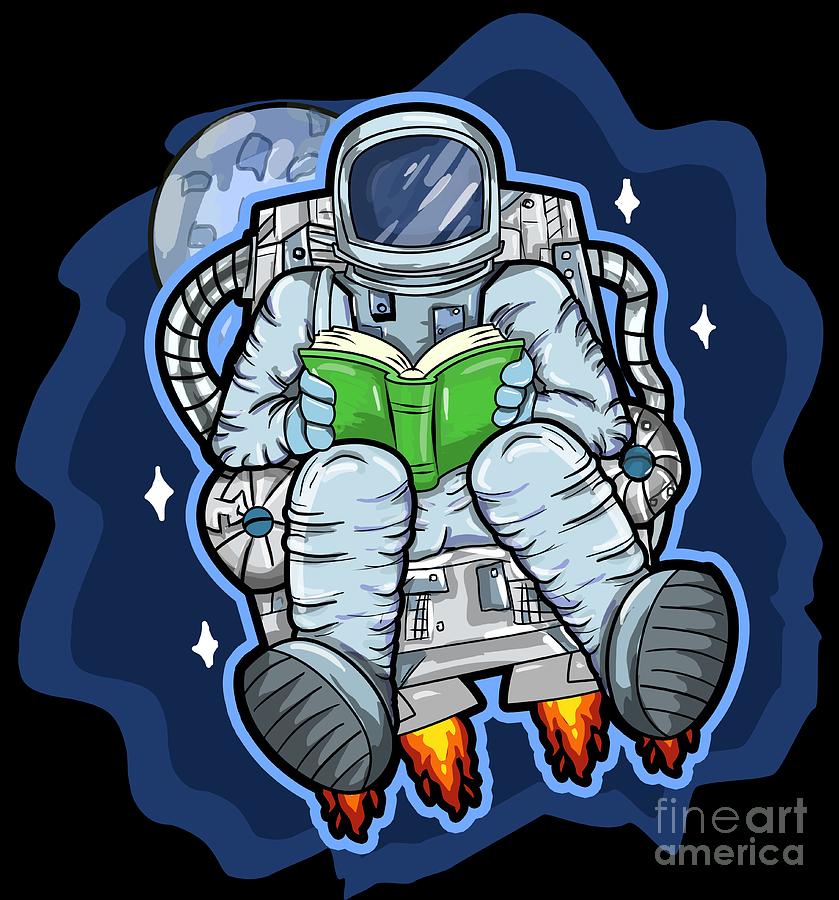 Space Digital Art - Astronaut Reads A Book In Space #1 by Mister Tee