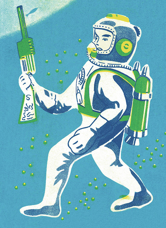 Science Fiction Drawing - Astronaut With Gun #1 by CSA Images