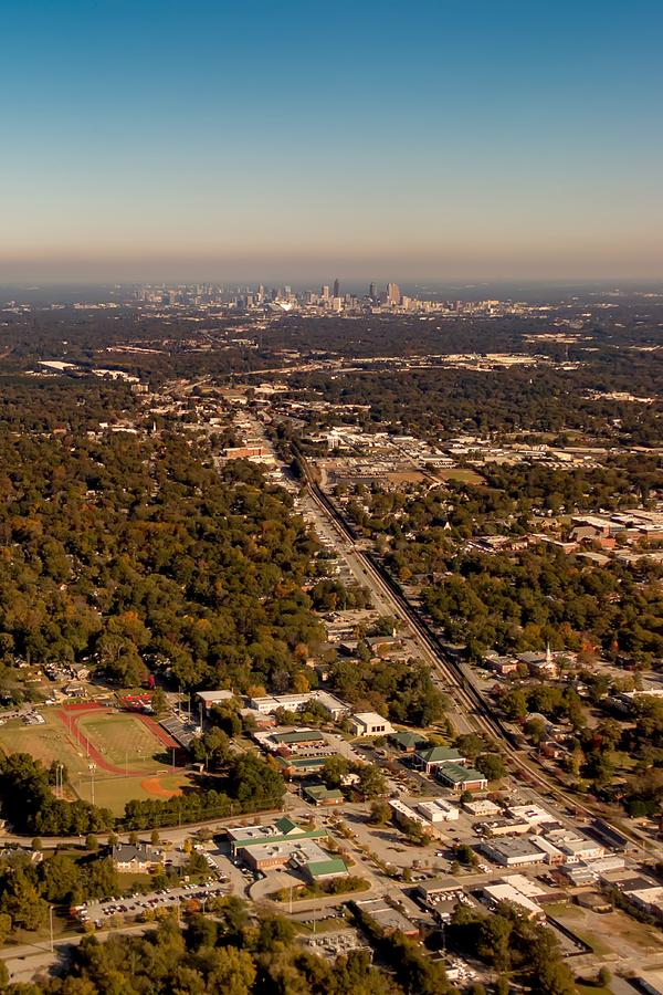 Atlanta City Skyline And Suburbs From Ariplane #1 Photograph by Alex Grichenko