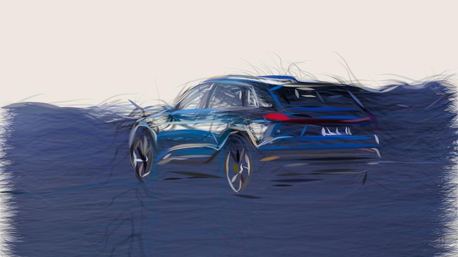 Audi E Tron Drawing #2 Digital Art by CarsToon Concept