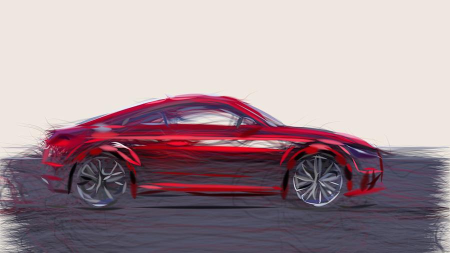Audi TTS Coupe Drawing #2 Digital Art by CarsToon Concept