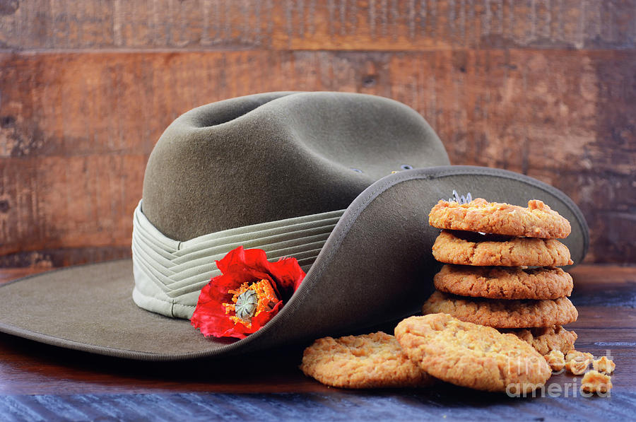 Australian Army Slouch Hat and Anzac Biscuits. #1 Photograph by Milleflore Images