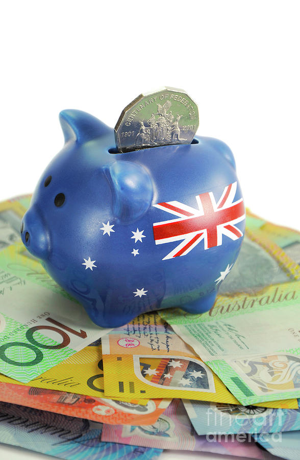 Australian Money with Piggy Bank #1 Photograph by Milleflore Images