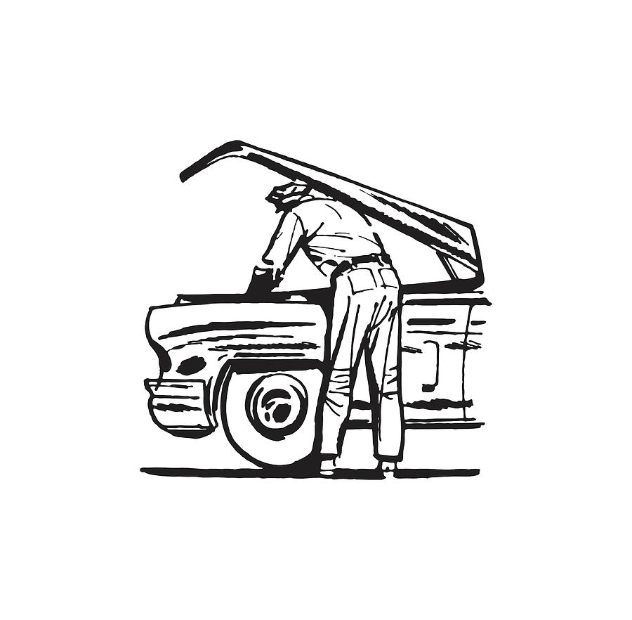 Auto Mechanic Under a Hood Drawing by CSA Images Fine Art America