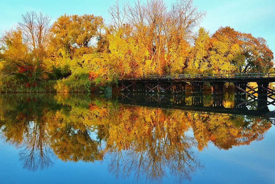 Autumn Reflection at the Old Bridge Photograph by Thomas McGuire - Pixels