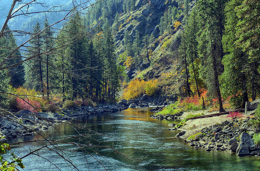 Autumn Colors Reflected In The Wenatchee River Photograph