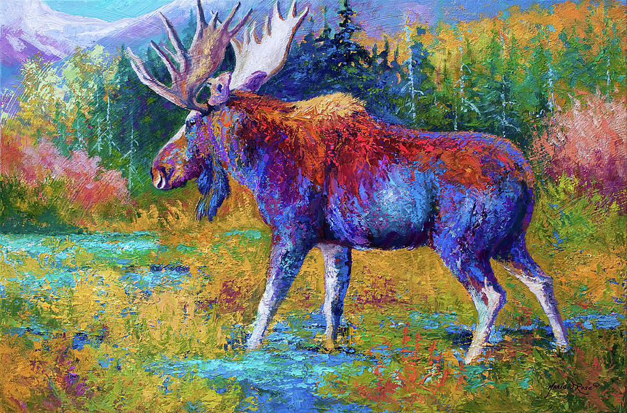 Moose Painting - Autumn Glimpse #1 by Marion Rose