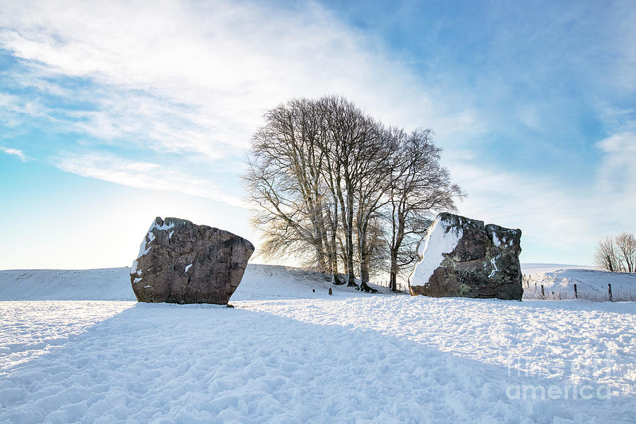 Avebury Stone Circle in the Morning Winter Snow  Photograph by Tim Gainey
