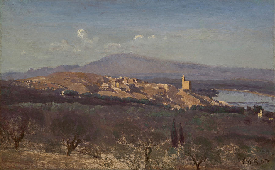 London Painting - Avignon from the West  by Jean Baptiste Camile Corot