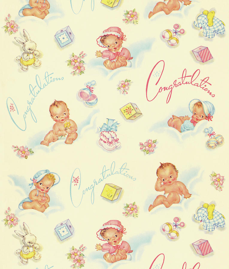 Vintage Drawing - Baby Pattern #1 by CSA Images