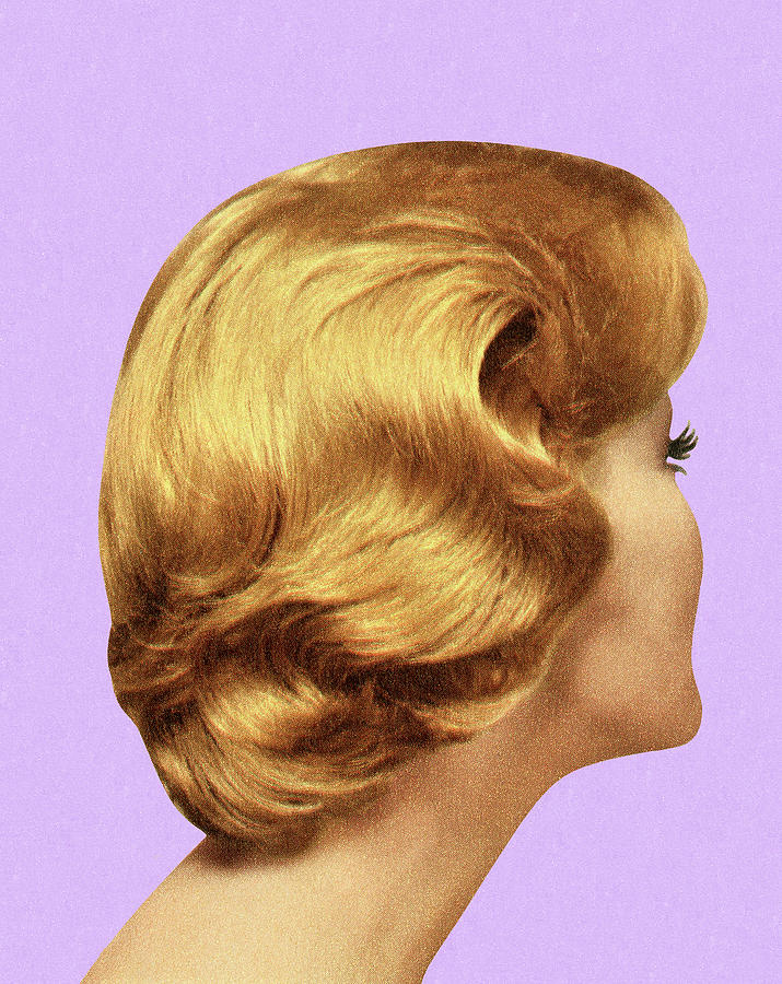 Vintage Drawing - Back View of Womans Hairstyle #1 by CSA Images