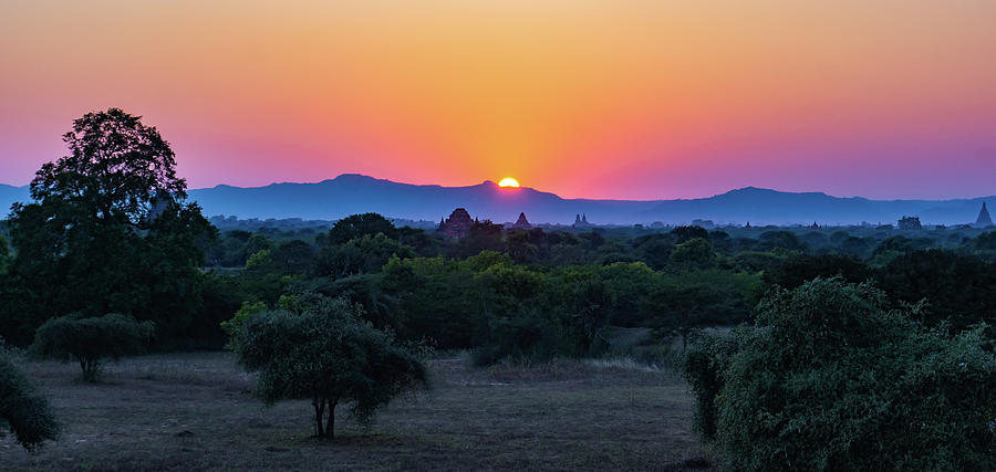 Bagan sunset #2 Photograph by Ann Moore