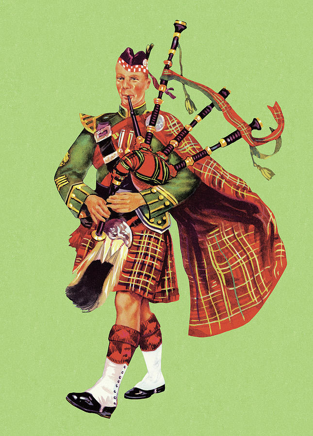 Music Drawing - Bagpiper #1 by CSA Images