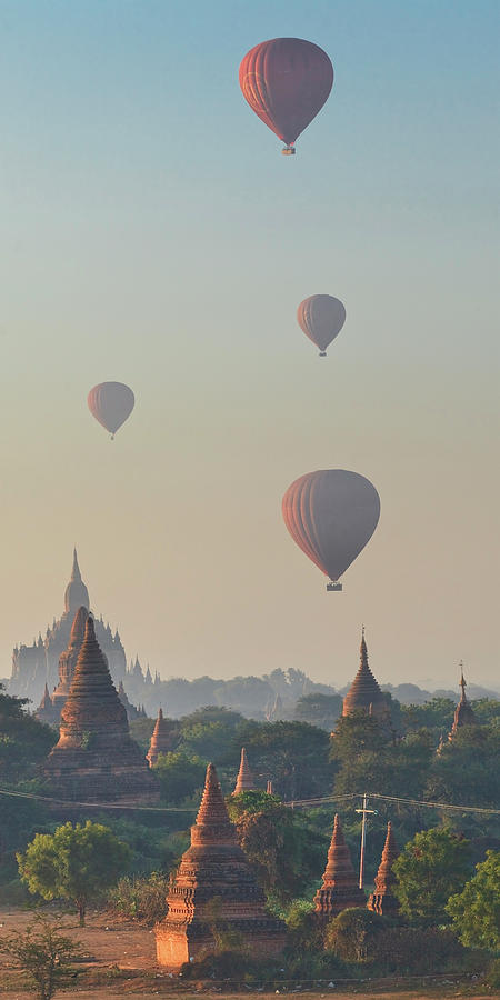 Balloons Over Temples, Myanmar #1 Digital Art by Luigi Vaccarella