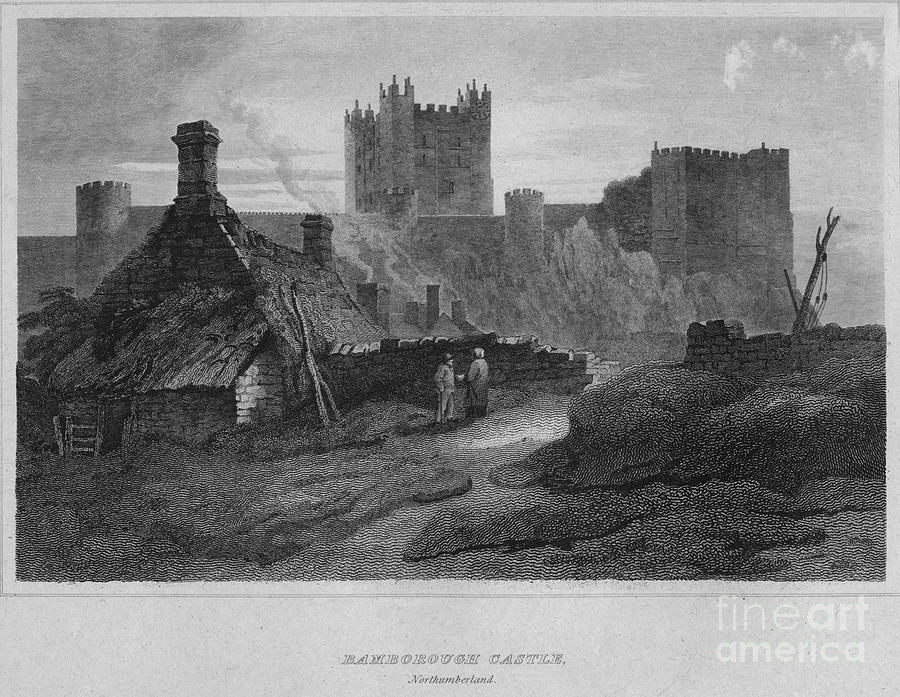 Bamborough Castle, Northumberland, 1814 #1 Drawing by Print Collector