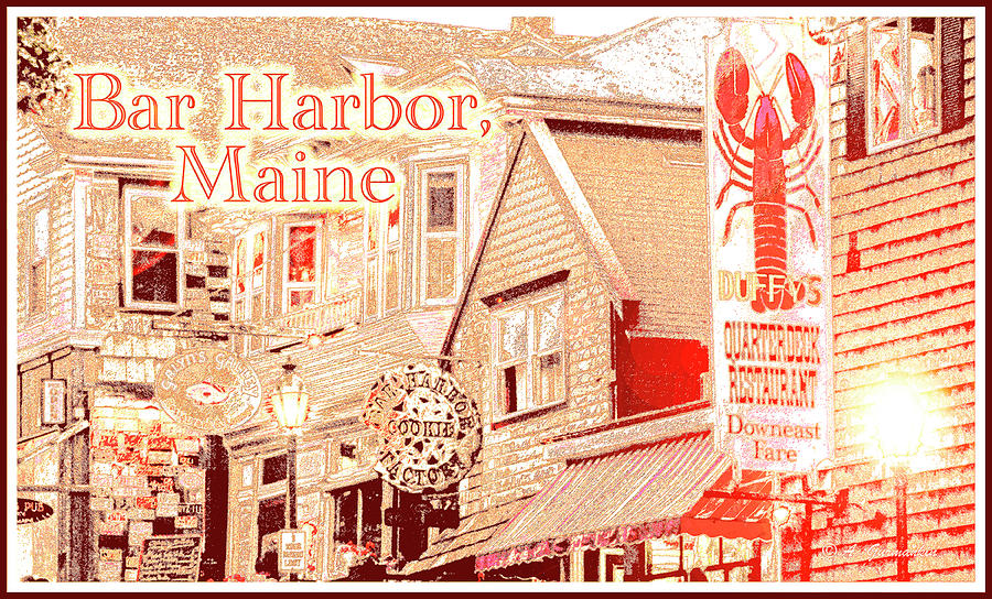 Bar Harbor Maine Shops at Night Photograph by A Macarthur Gurmankin