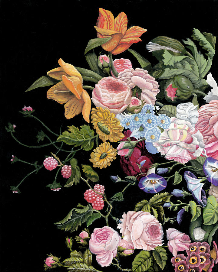 Flower Painting - Baroque Diptych I #1 by Naomi Mccavitt